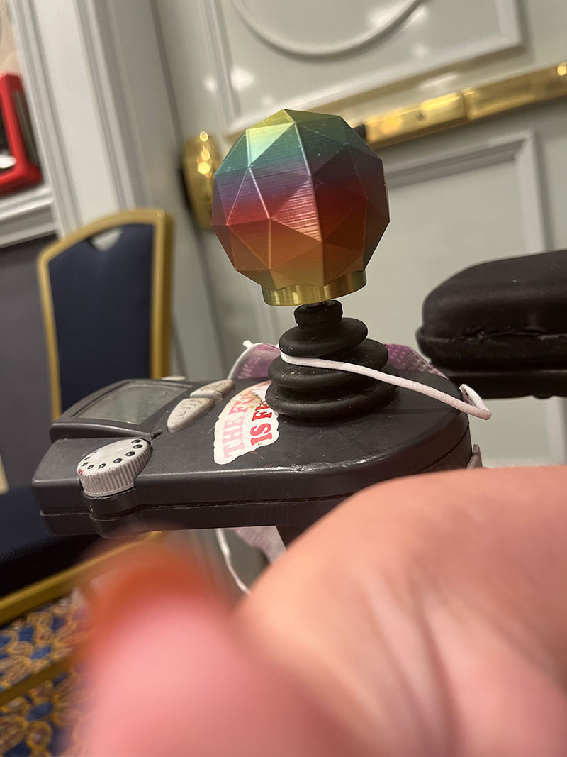 Accessible rainbow-colored joystick